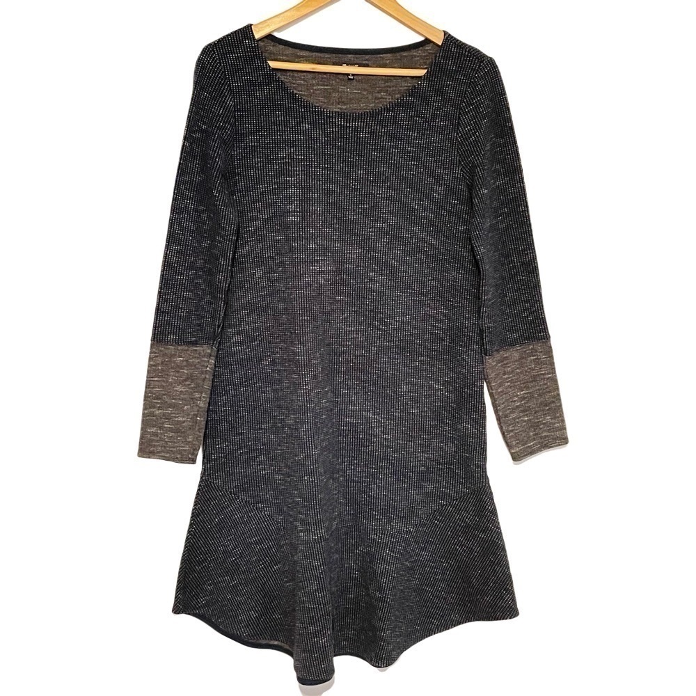Madewell Fullcourt Sweater Shirt Dress Waffle Thermal Ruffle Hem Athleisure